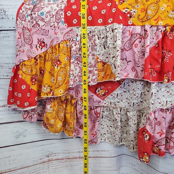 Mlle Gabrielle Paisley Country Cottage Ruffle L Midi Dress Hi Lo Hem Boho Festiv - Picture 16 of 16